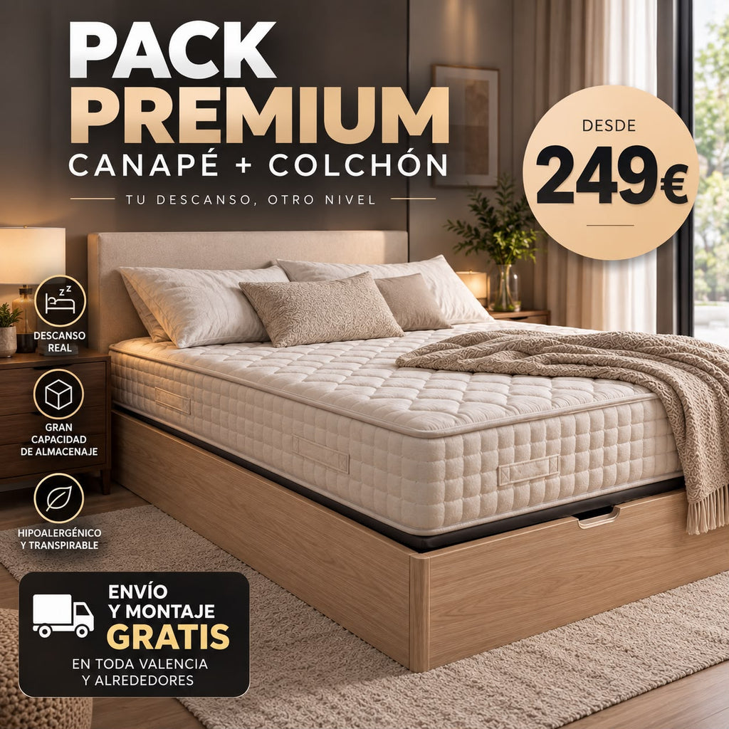 PACK PREMIUM cama Canapé + colchón de alta calidad